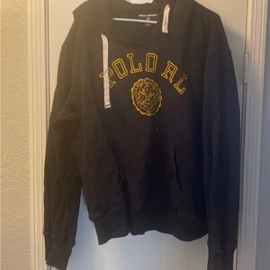 Polo Sport Black Hoodie with Yellow Logo